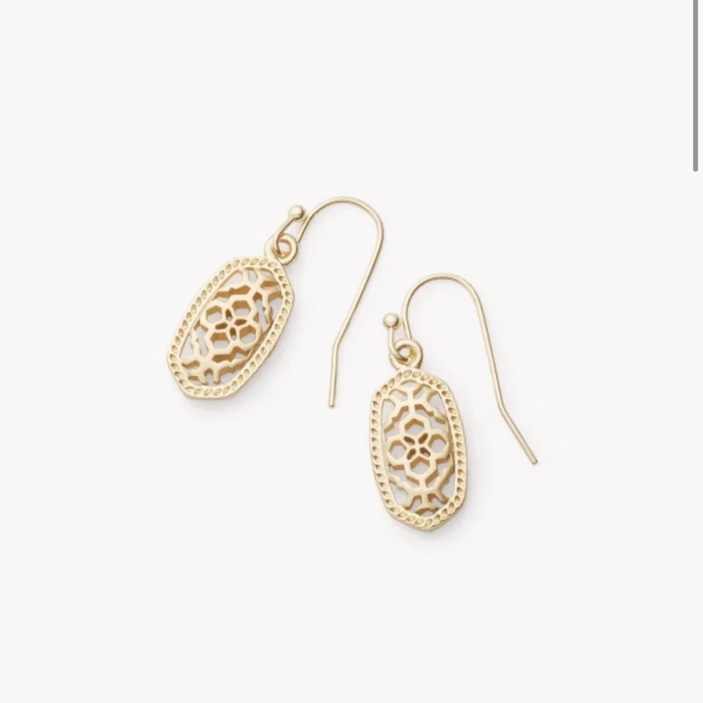 Kendra Scott Lee Small Filigree Drop Earrings Gold